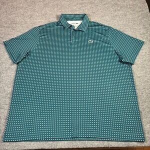 Lacoste Sport Polo Shirt Mens 4XL Teal Green Golf Ball Print Performance